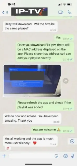 Chat screenshot: All working, the app is much more user friendly